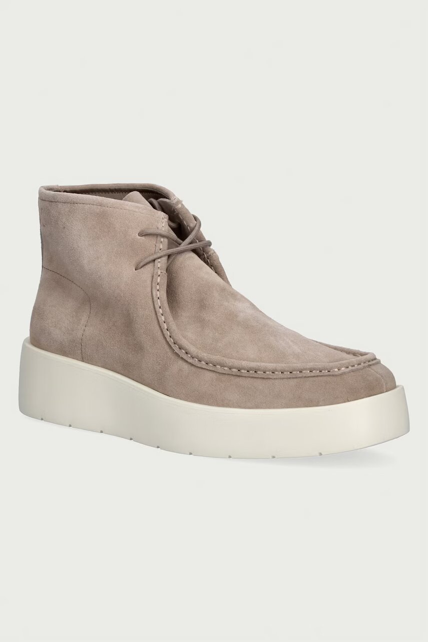 Calvin Klein botine pentru femei din piele întoarsă FLATF LACE UP APR CUT BOOT