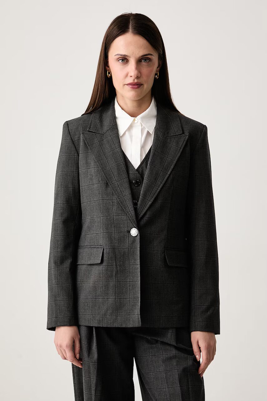 DKNY sacou cu un singur rând de nasturi pentru femei cu vâscoză