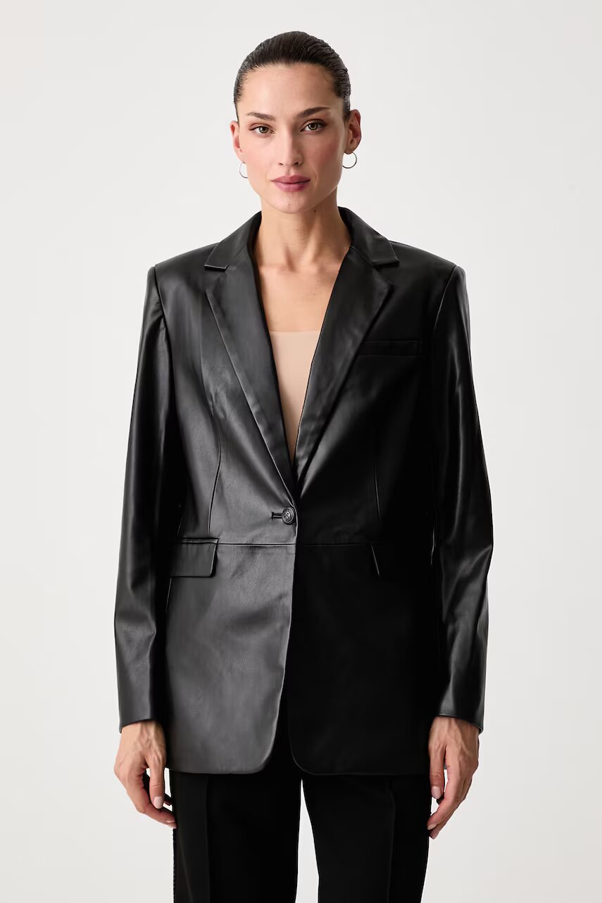 DKNY sacou cu un singur rând de nasturi pentru femei din imitație de piele