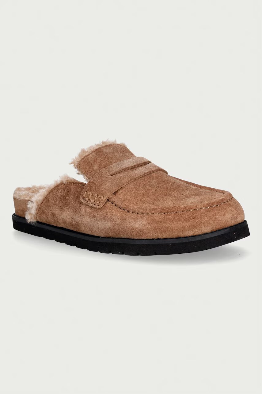 Dune London loafers slip-on pentru femei din piele întoarsă Goldy