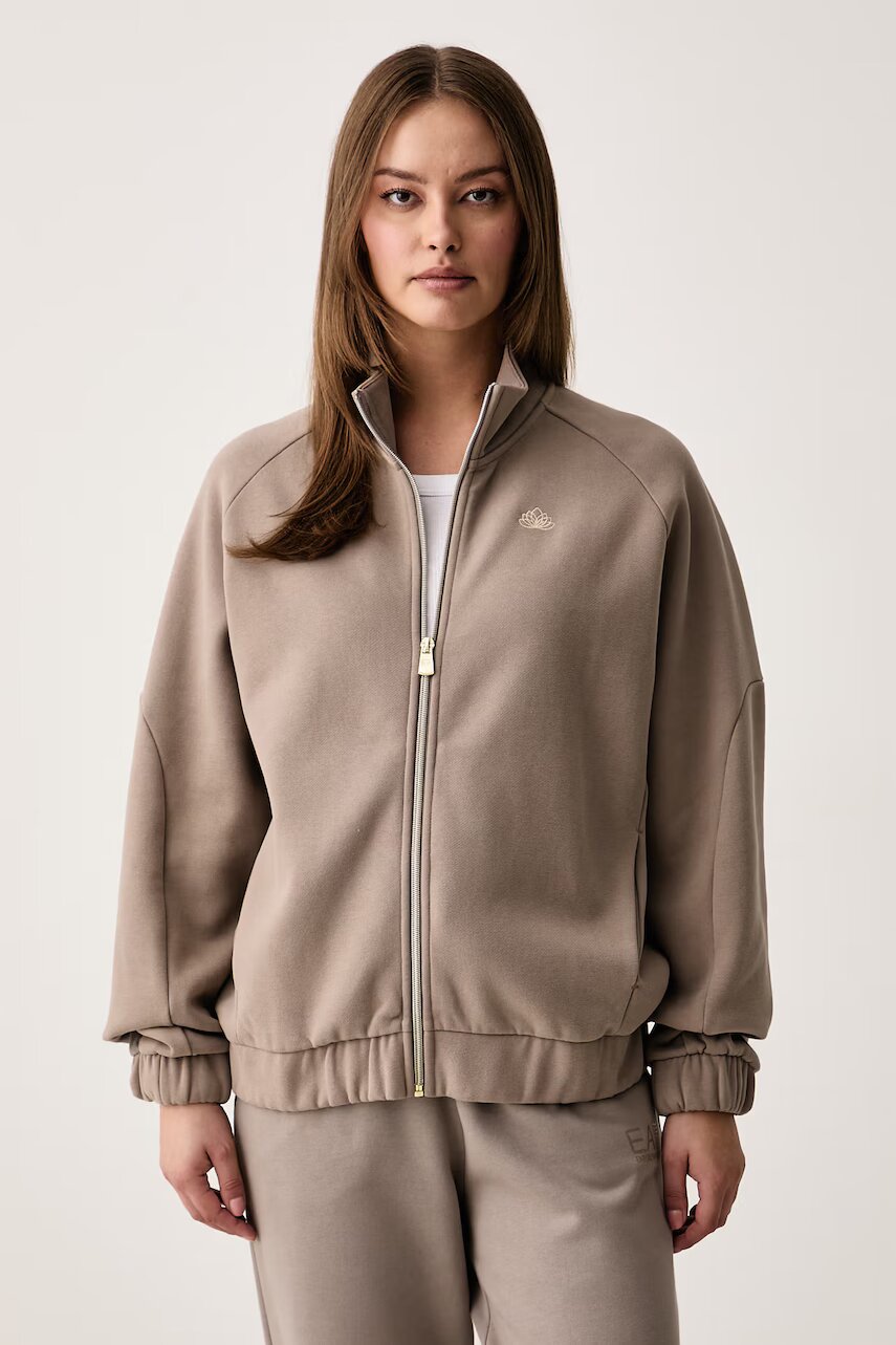 EA7 Emporio Armani hanorac cu fermoar pentru femei cu bumbac