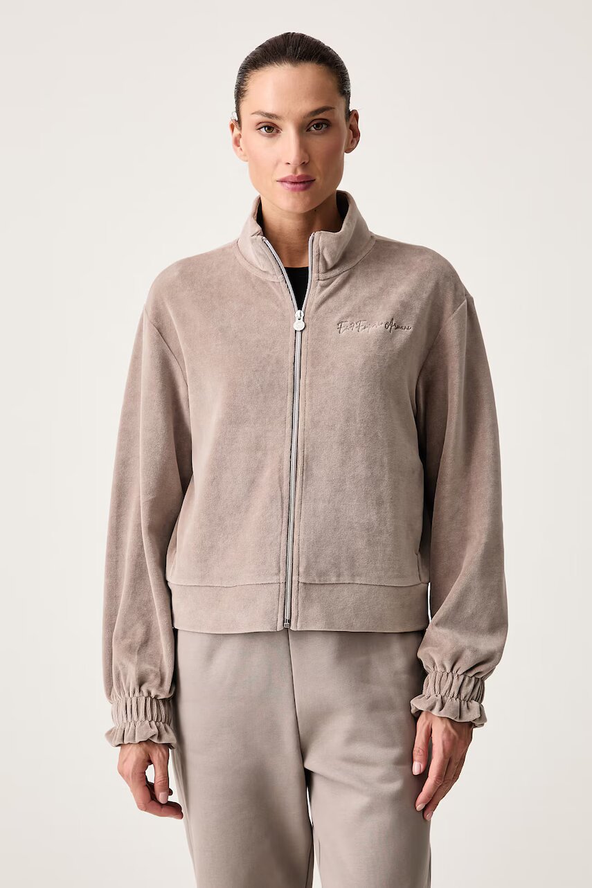 EA7 Emporio Armani hanorac cu fermoar pentru femei din velur