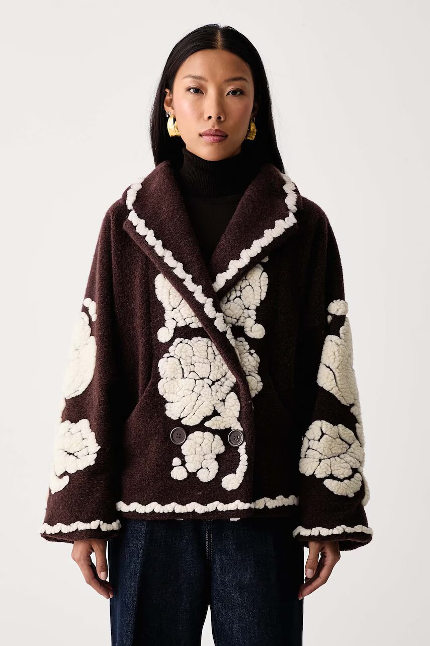 Farm Rio palton scurt pentru femei cu amestec de lână