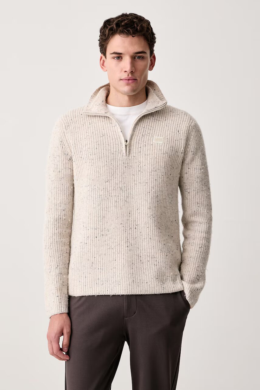 G-Star maletă pentru bărbați cu amestec de lână Double collar half zip