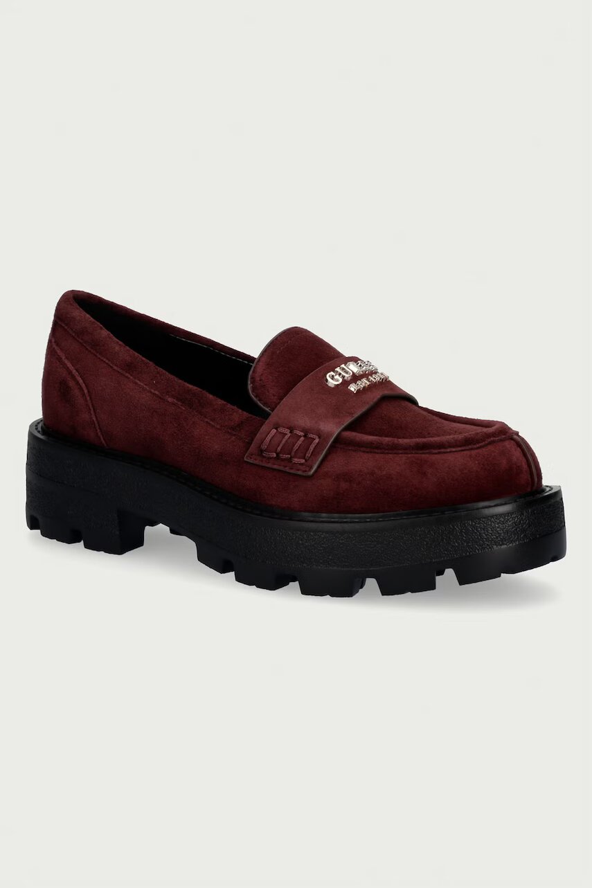 Guess mocasini pentru femei din piele întoarsă YAMINA