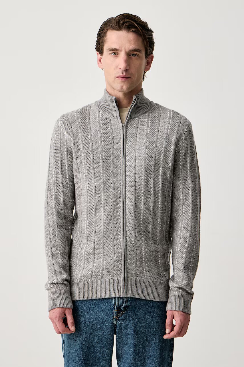 Guess pulover cu fermoar pentru bărbați cu amestec de lână Nash