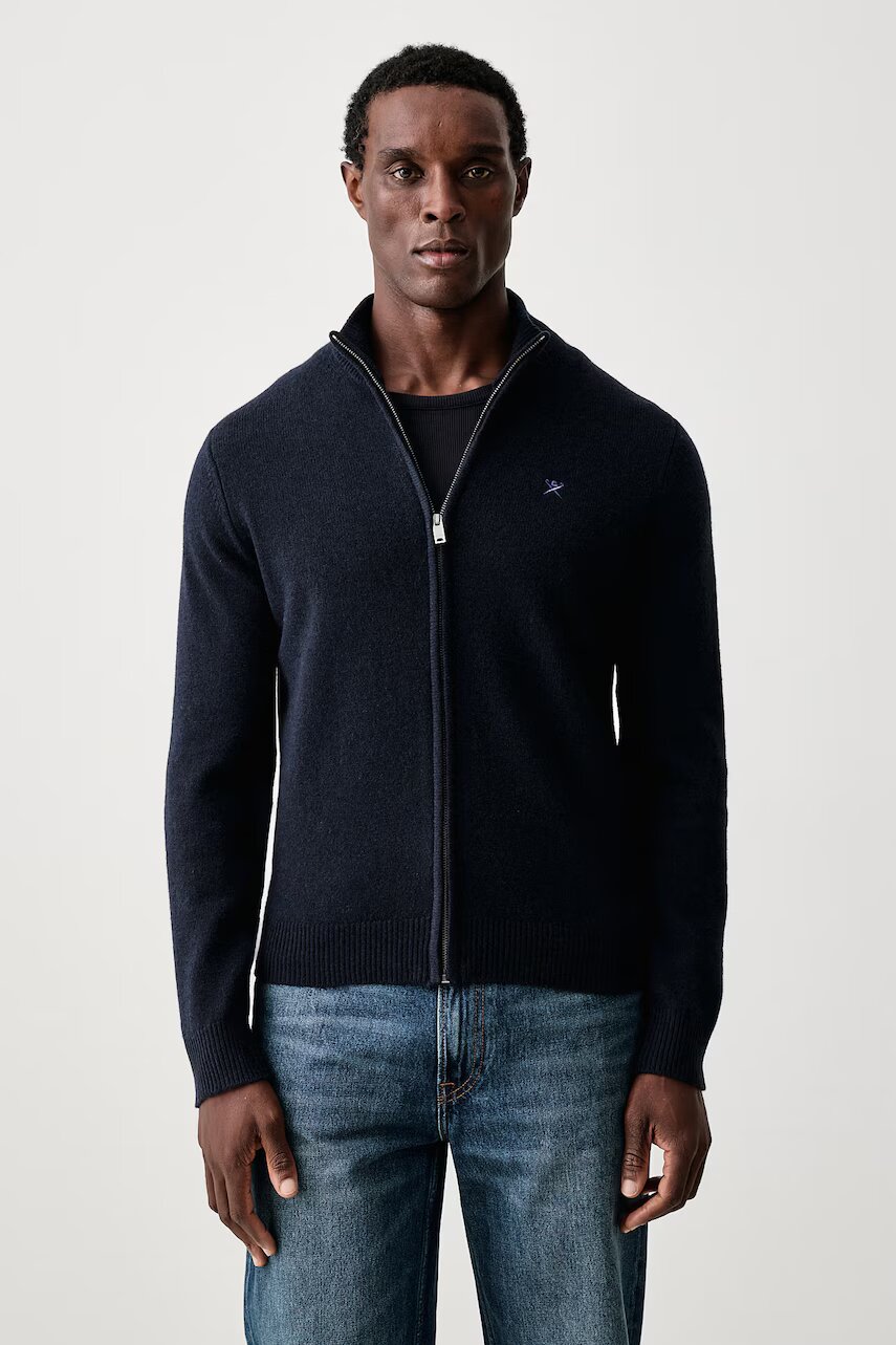 Hackett London pulover cu fermoar pentru bărbați din lână