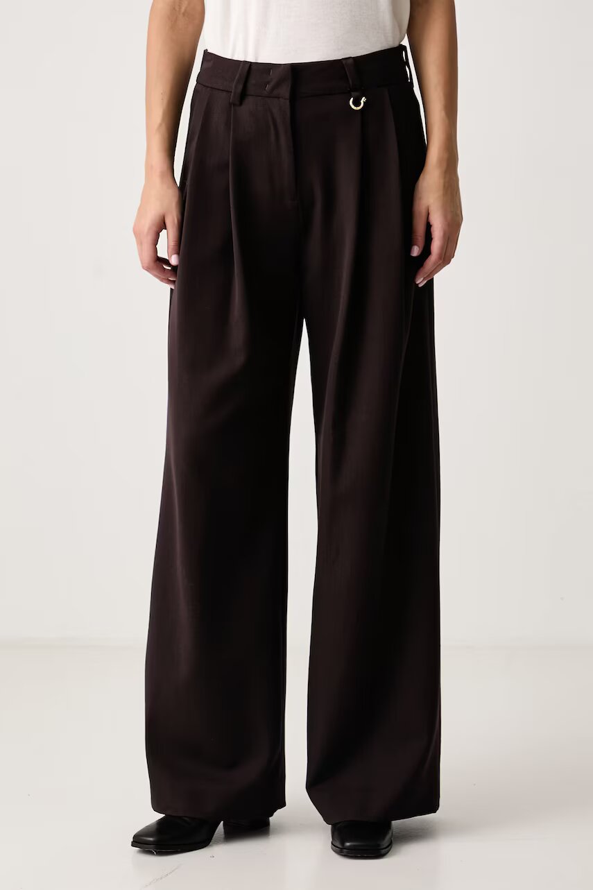 Just Cavalli pantaloni wide leg pentru femei cu vâscoză