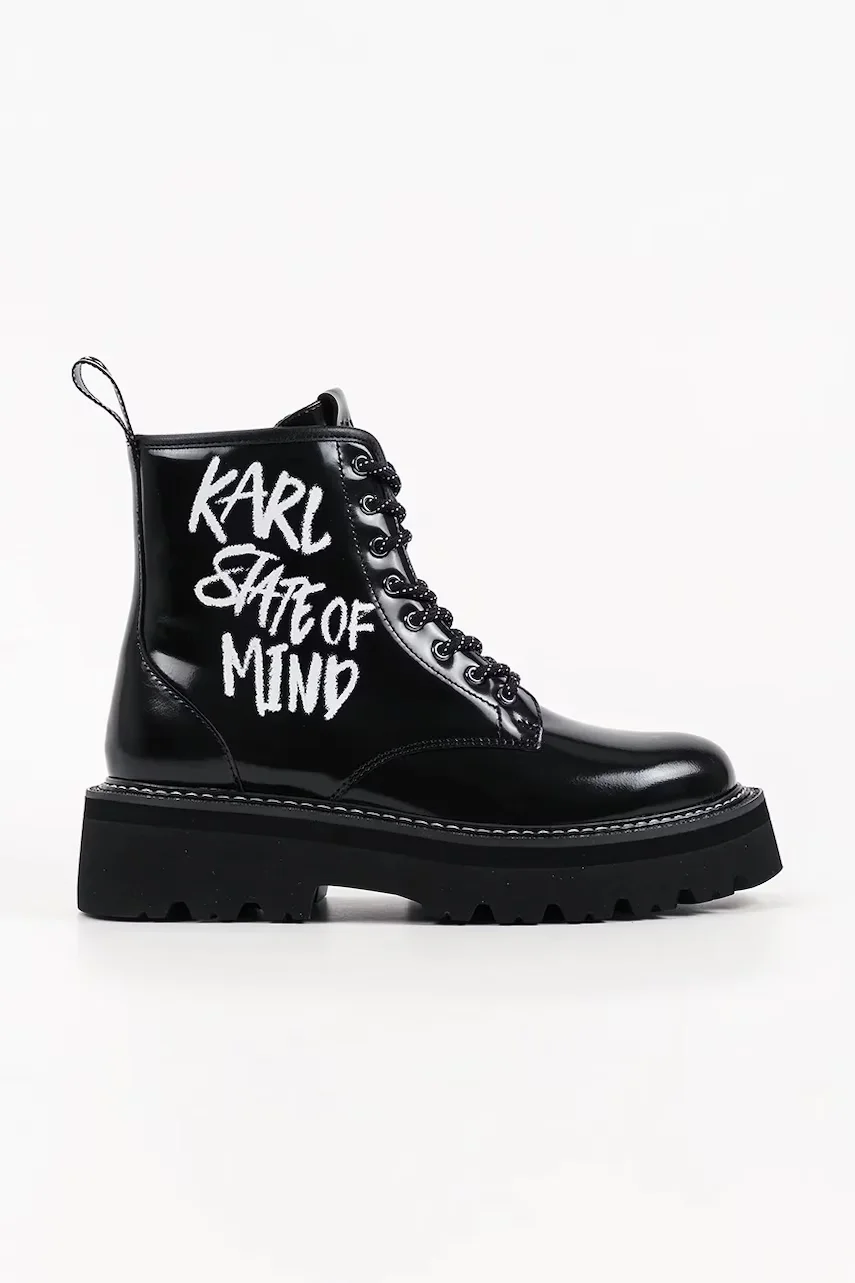Karl Lagerfeld botine cu platformă pentru femei din piele Kyla