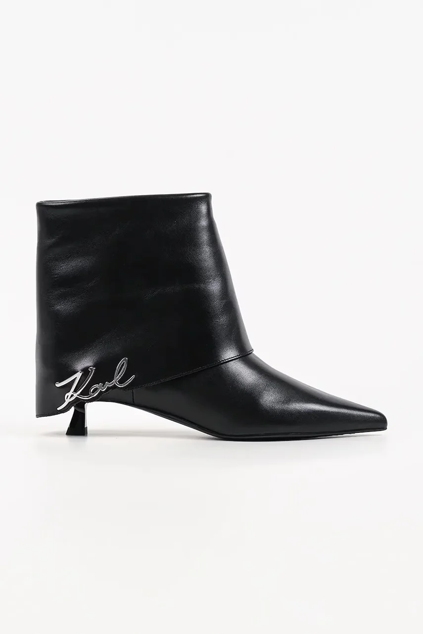 Karl Lagerfeld botine cu toc jos pentru femei din piele Pasha