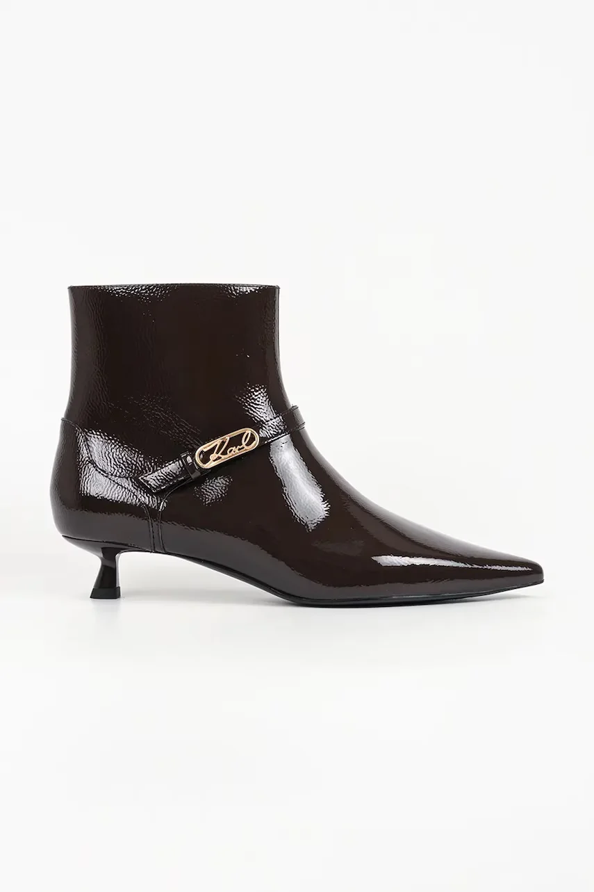 Karl Lagerfeld botine cu toc jos pentru femei din piele Pasha