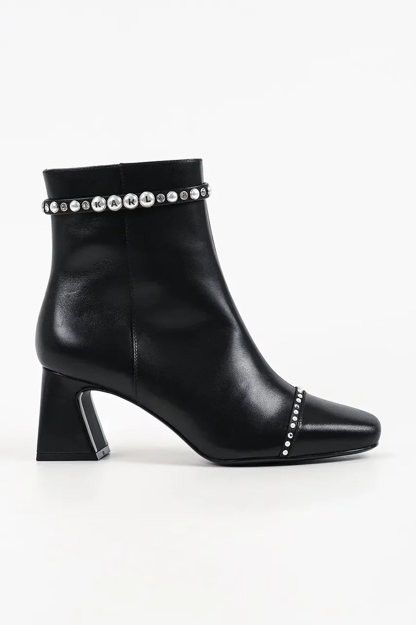 Karl Lagerfeld botine cu toc pentru femei din piele Beata