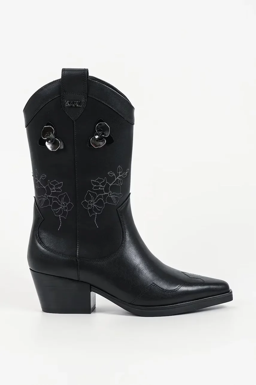 Karl Lagerfeld cizme cowboy pentru femei din piele Kadence