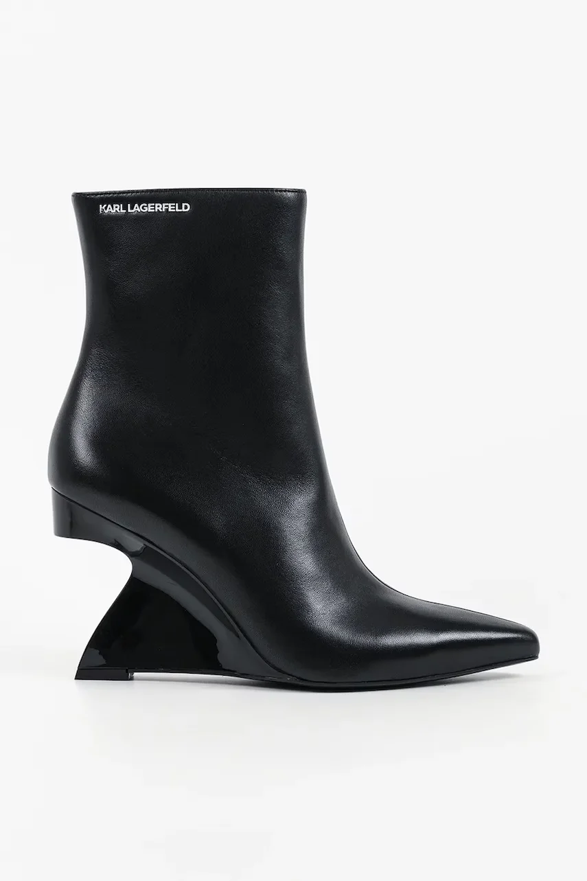 Karl Lagerfeld cizme wedges pentru femei din piele Waverly