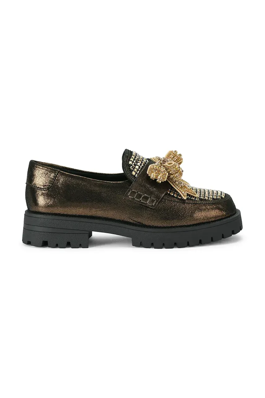 Kurt Geiger London loafers slip-on pentru femei din piele Bow Crystal Loafer