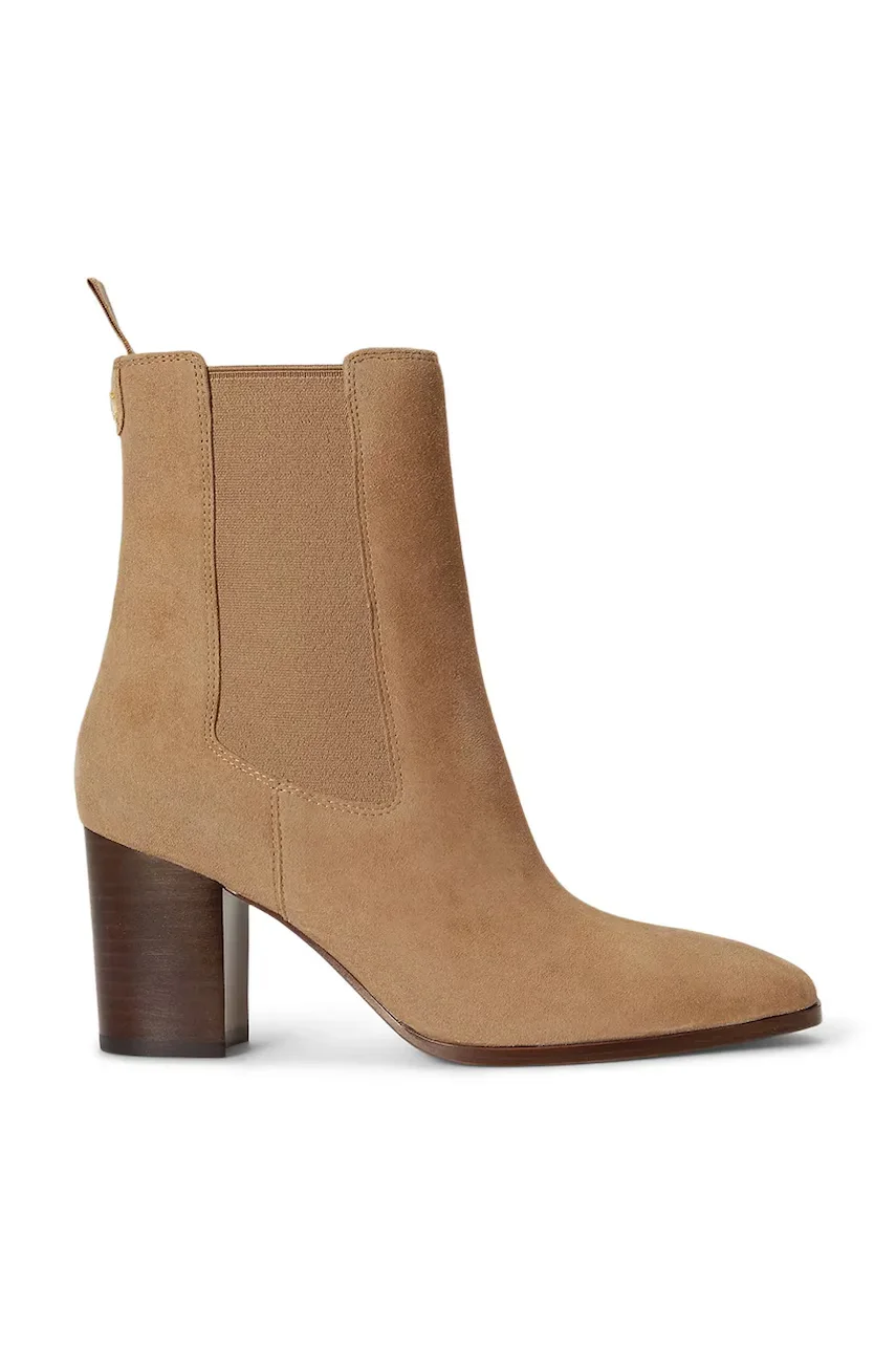 Lauren Ralph Lauren ghete scurte cu toc înalt pentru femei din nubuck Rlyn Bte Hl