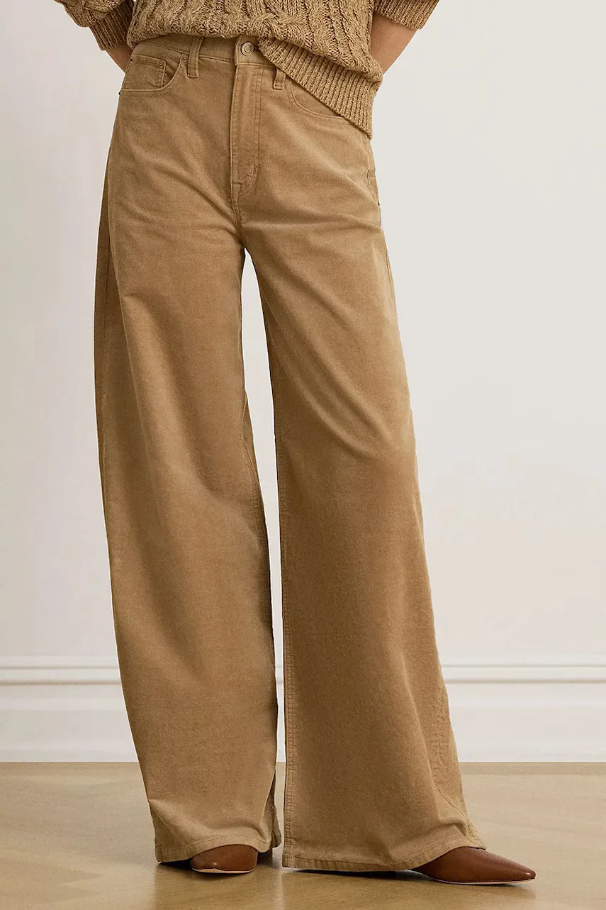 Lauren Ralph Lauren pantaloni wide leg pentru femei cu cașmir