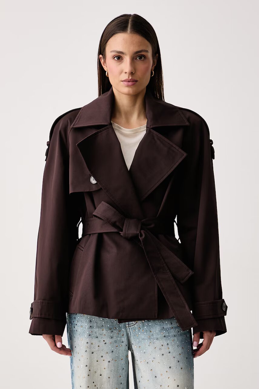 Le Privé trenci scurt pentru femei din bumbac PEGGY JACKET MARRON