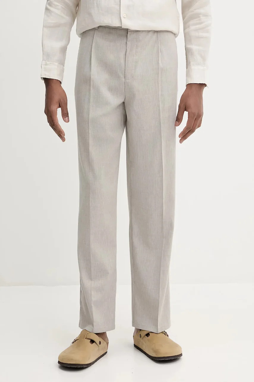 Les Deux Le Deux pantaloni din amestec de in