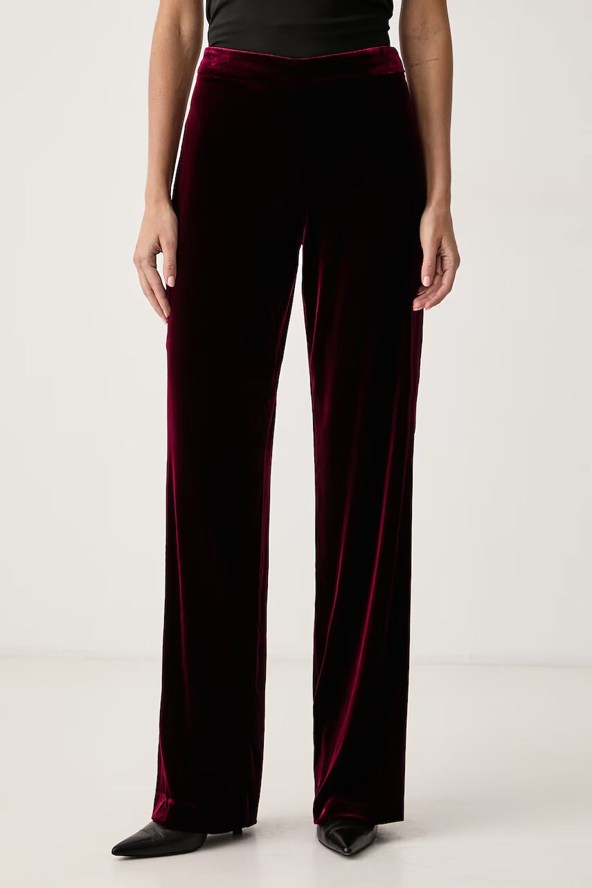Luisa Spagnoli pantaloni wide leg pentru femei cu amestec de mătase Offida