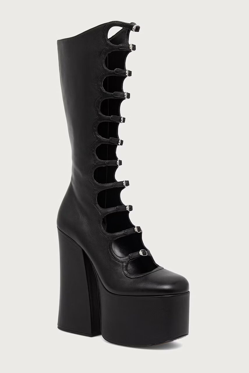 MARC JACOBS cizme cu toc pentru femei din piele THE KIKI KNEE HIGH BOOT