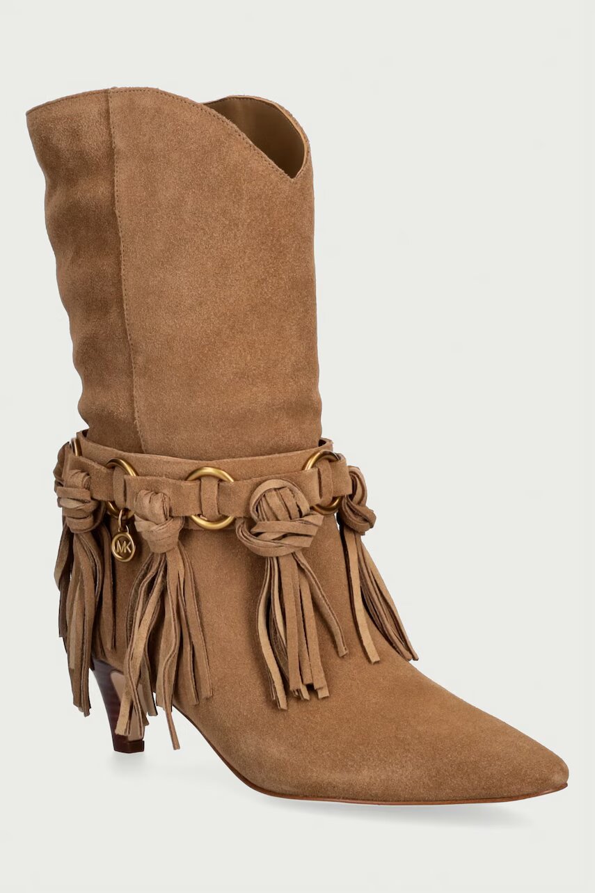 MICHAEL Michael Kors botine pentru femei din piele întoarsă Daniela Fringe Mid Boot