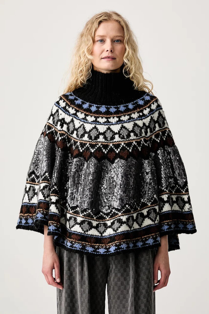 MUNTHE poncho pentru femei cu amestec de lână VERST