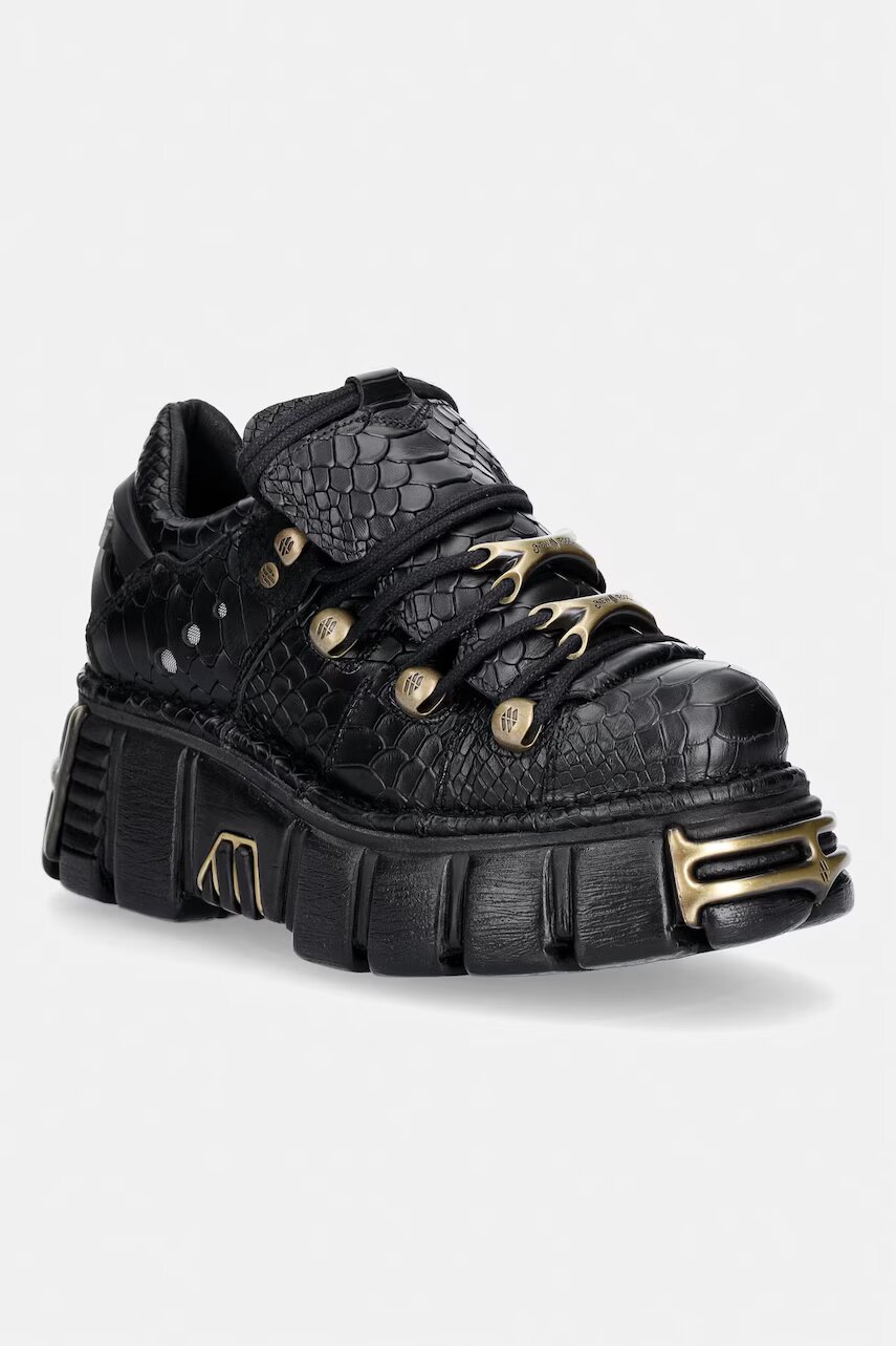 New Rock bocanci cu platformă pentru femei din piele PITON NEGRO IMPERFECT TOWER NEGRO TORNILLOS