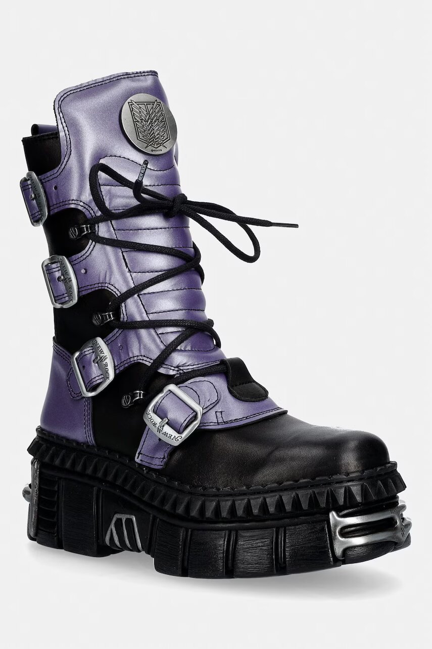 New Rock bocanci pentru femei din piele CRUST NEGRO + NOMADLA LILA + IMPERFECT TOWER NEGRO TORNILLOS