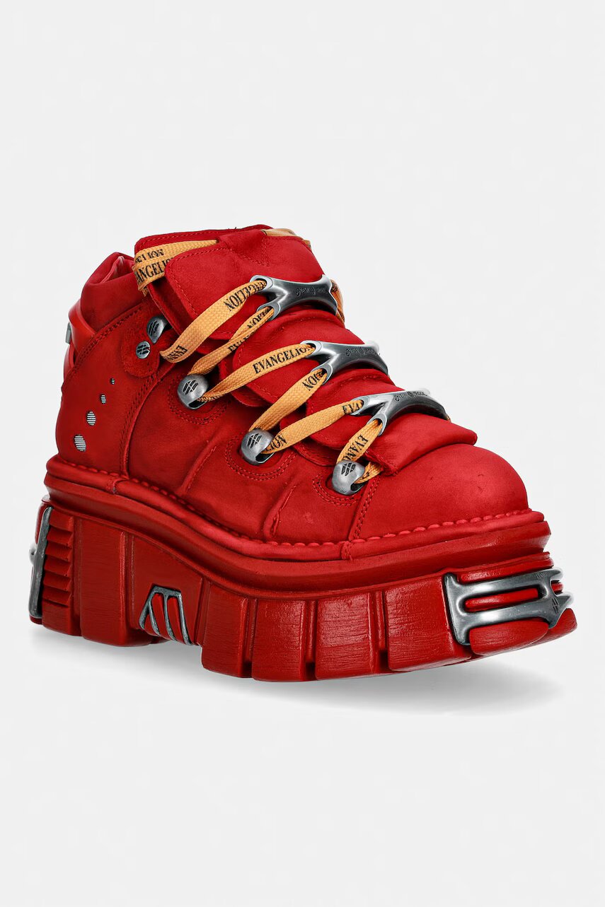 New Rock încălțăminte pentru femei din nubuck NOBUCK ROJO + IMPERFECT TOWER ROJO TORNILLOS