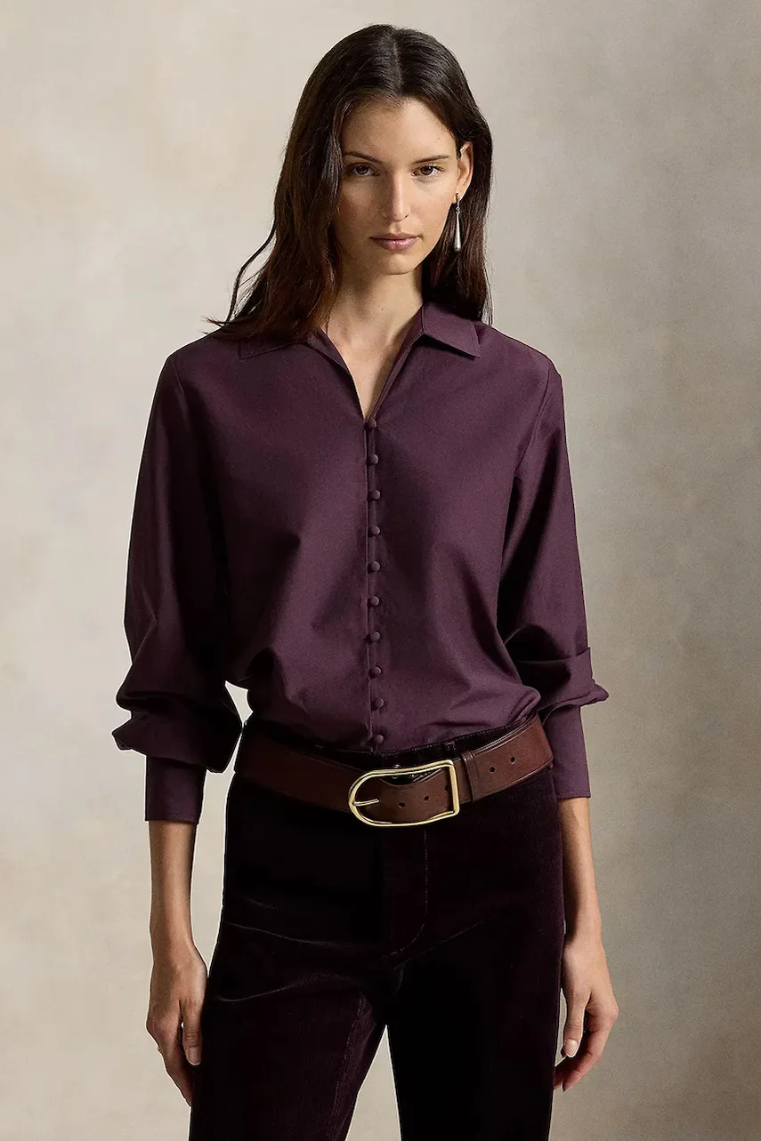 Polo Ralph Lauren cămașă de damă cu amestec de mătase