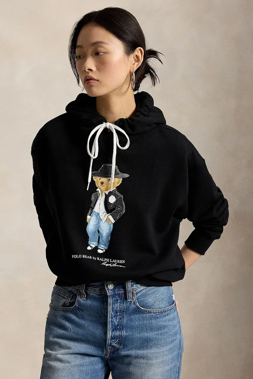 Polo Ralph Lauren hanorac cu glugă pentru femei cu bumbac