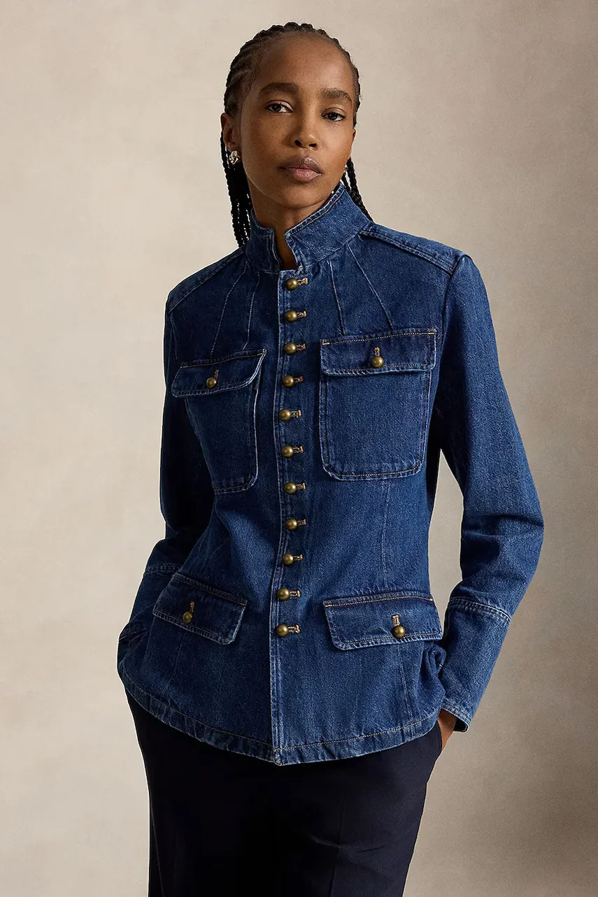 Polo Ralph Lauren sacou cu un singur rând de nasturi pentru femei din denim