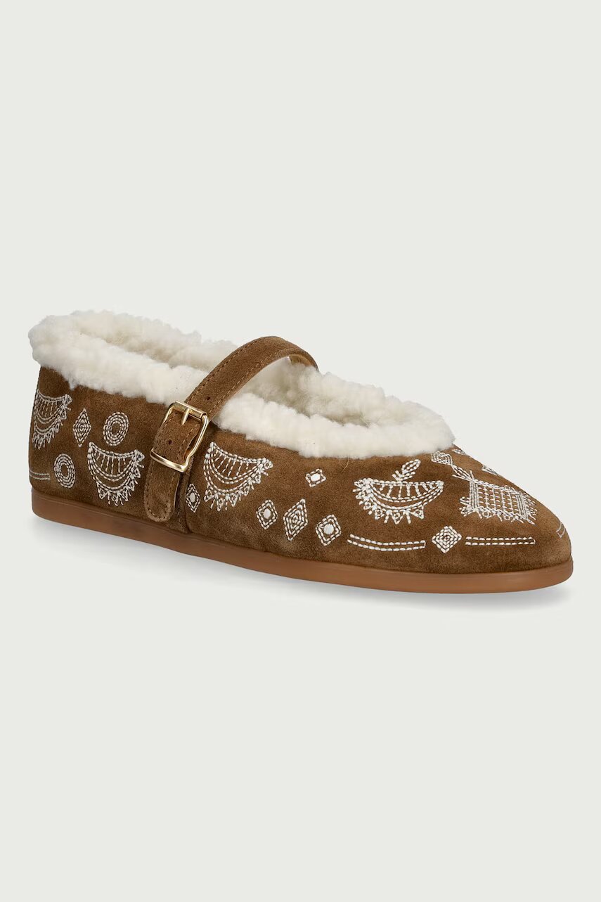 Posa balerini din piele întoarsă St. Moritz Ballet Flats Bohemian