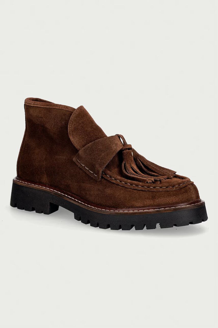 Posa botine pentru femei din piele întoarsă Aosta Tassel Boot
