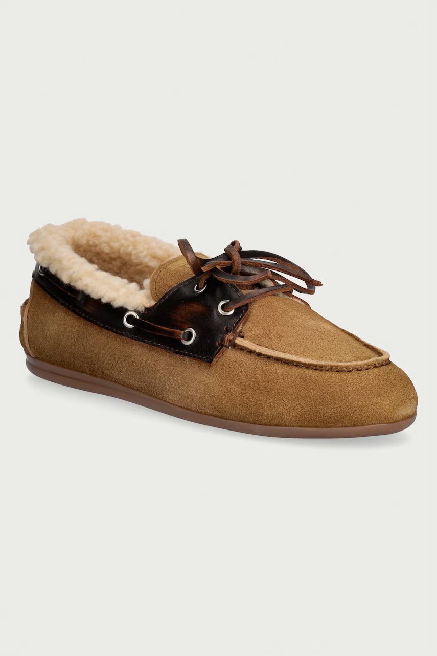 Posa mocasini pentru femei din piele întoarsă Boat Loafer