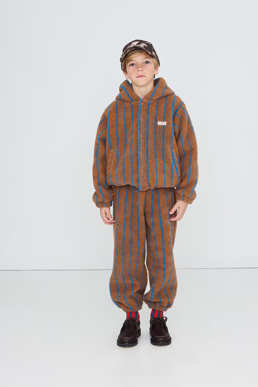 Tinycottons hanorac cu fermoar și glugă pentru copii din polar LINES SHERPA HOODIE