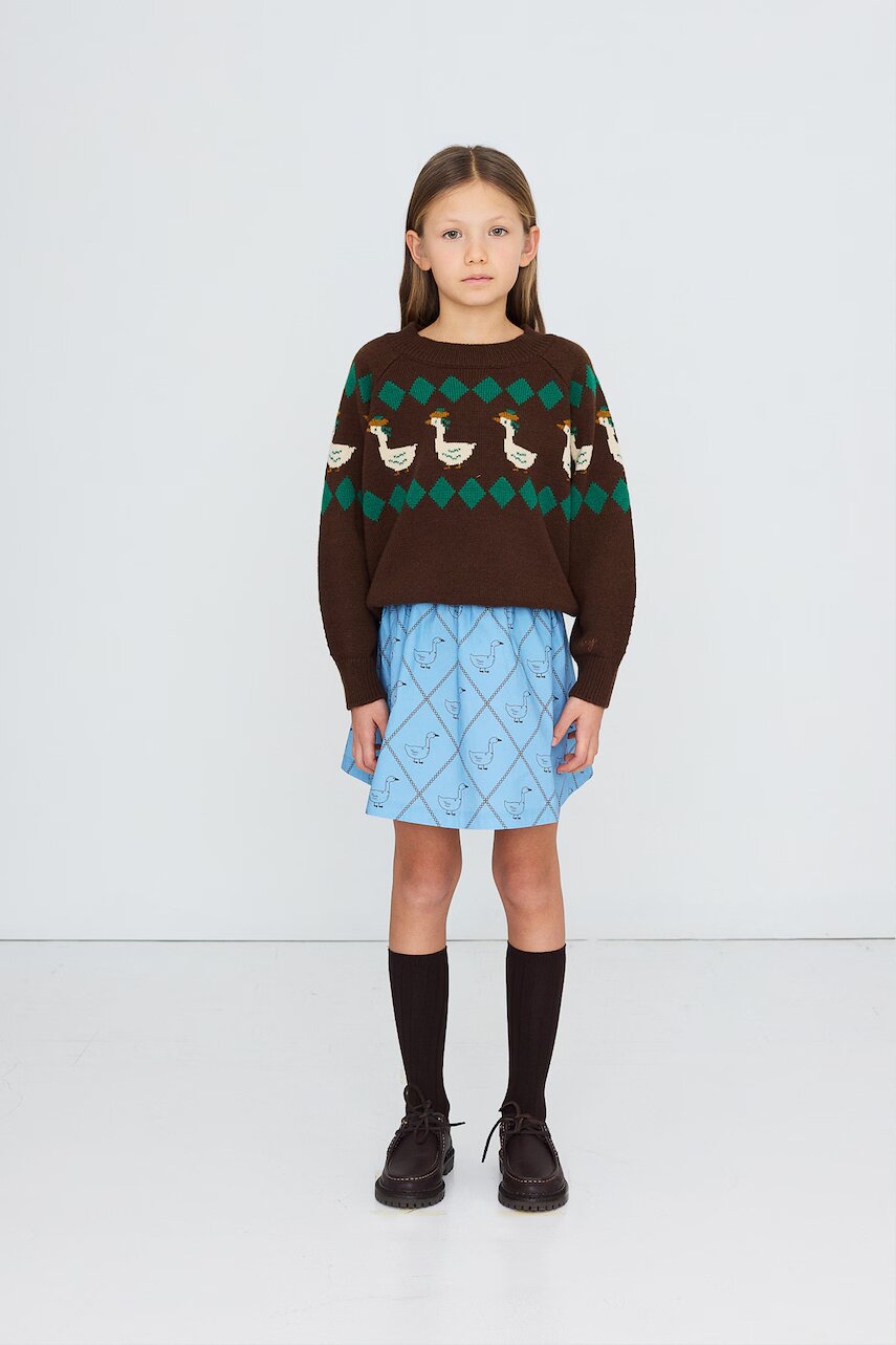 Tinycottons pulover pentru copii din lână GREEN GEESE SWEATER