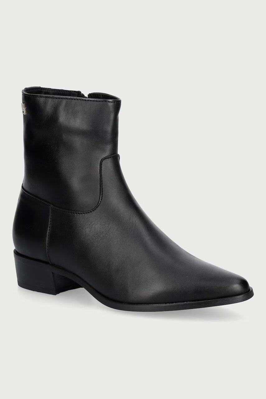 Tommy Hilfiger botine pentru femei din piele LEATHER ANKLE BOOT W ZIP