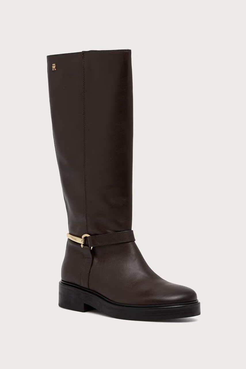 Tommy Hilfiger cizme pentru femei din piele TH STUD LEATHER KNEE