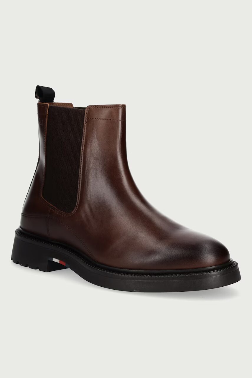 Tommy Hilfiger ghete scurte pentru bărbați din piele CORPORATE CASUAL LTH CHELSEA