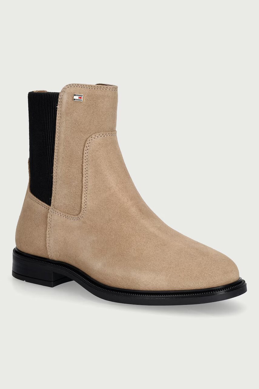Tommy Hilfiger ghete scurte pentru femei din piele întoarsă ENAMEL FLAG SUEDE ANKLE CHELSEA