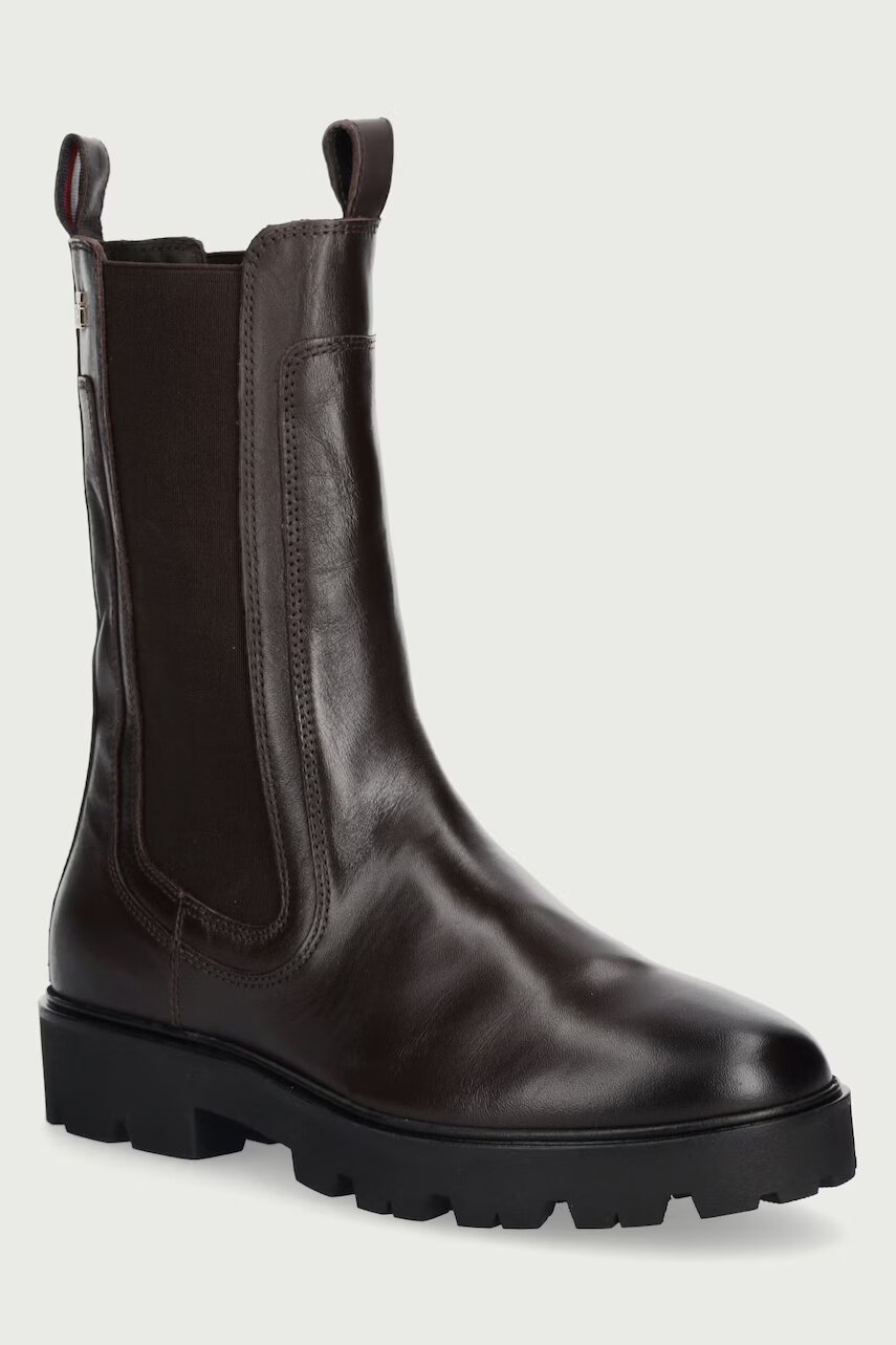 Tommy Hilfiger ghete scurte pentru femei din piele TH STUD LEATHER HIGH CHELSEA
