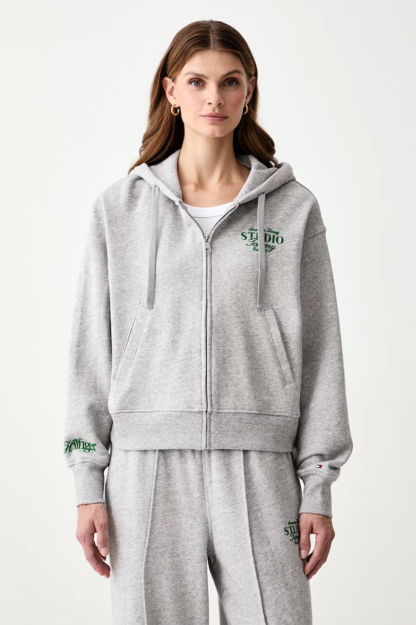 Tommy Hilfiger hanorac cu glugă pentru femei cu bumbac