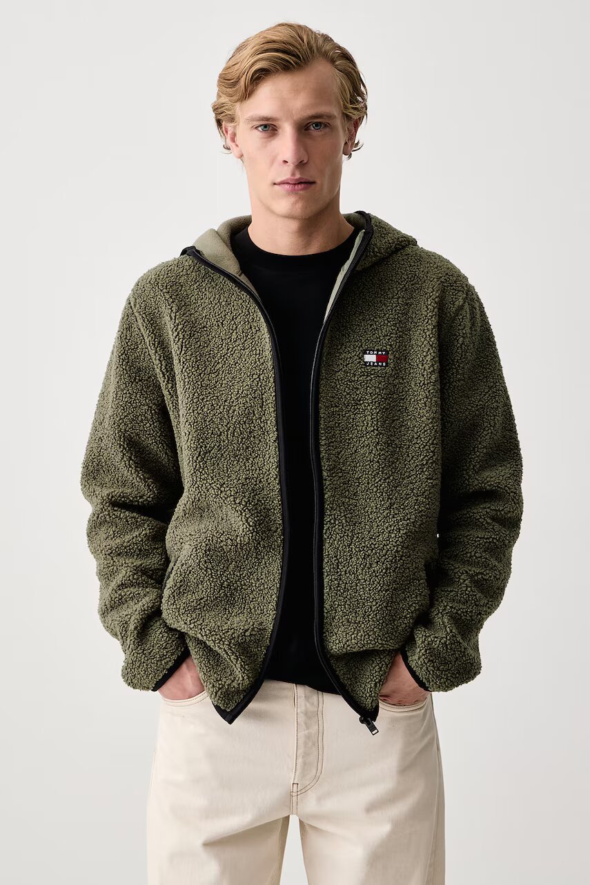 Tommy Jeans hanorac cu fermoar pentru bărbați din polar