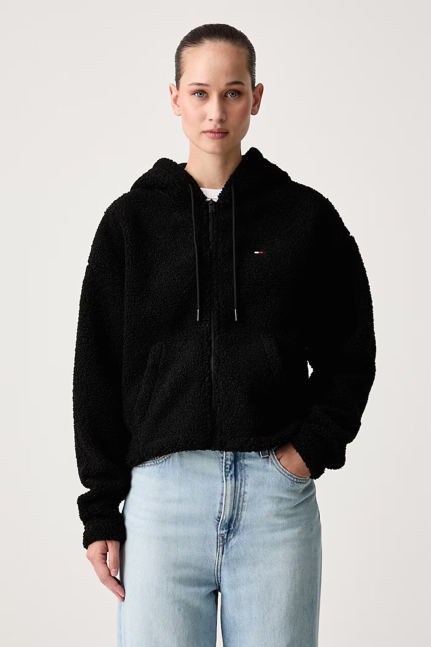 Tommy Jeans hanorac cu fermoar și glugă pentru femei din polar
