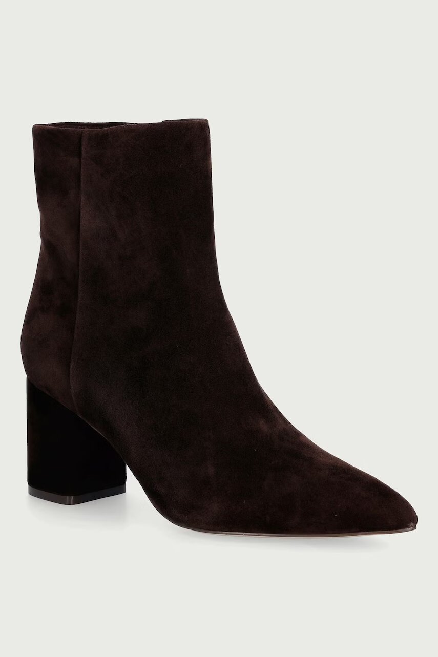 Twinset botine cu toc pentru femei din piele întoarsă