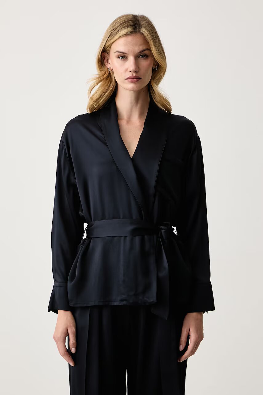 Victoria Beckham bluză tip cămașă pentru femei cu acetat Alba