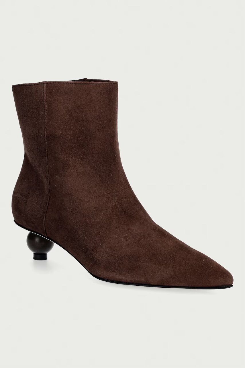 Weekend MaxMara botine cu toc jos pentru femei din piele întoarsă