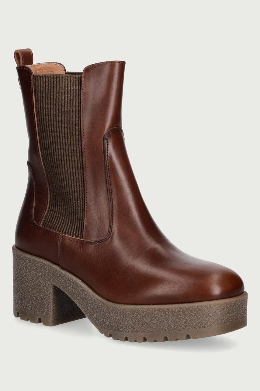 Weekend MaxMara botine cu toc pentru femei din piele